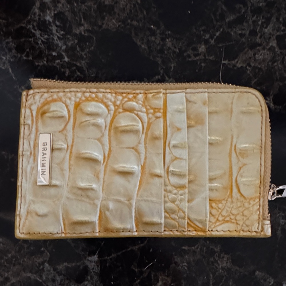 Brahmin Gold Croc-Embossed Card Holder